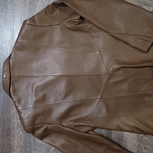 Stunning like new brown 100% real leather jacket women's size 12 Bianca Nygard - Picture 7 of 8